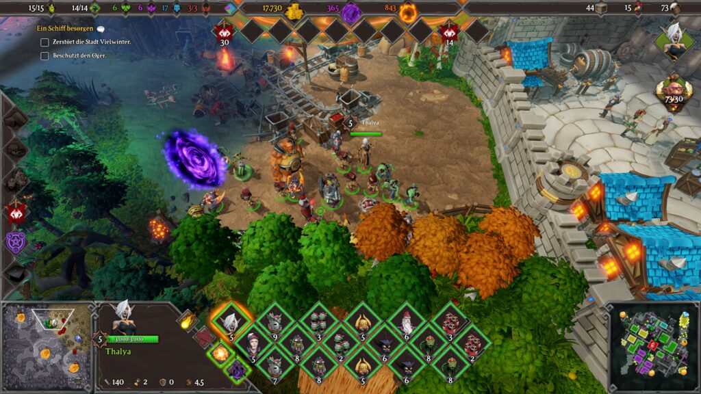 Die Ansicht der Oberwelt in Dungeons 3